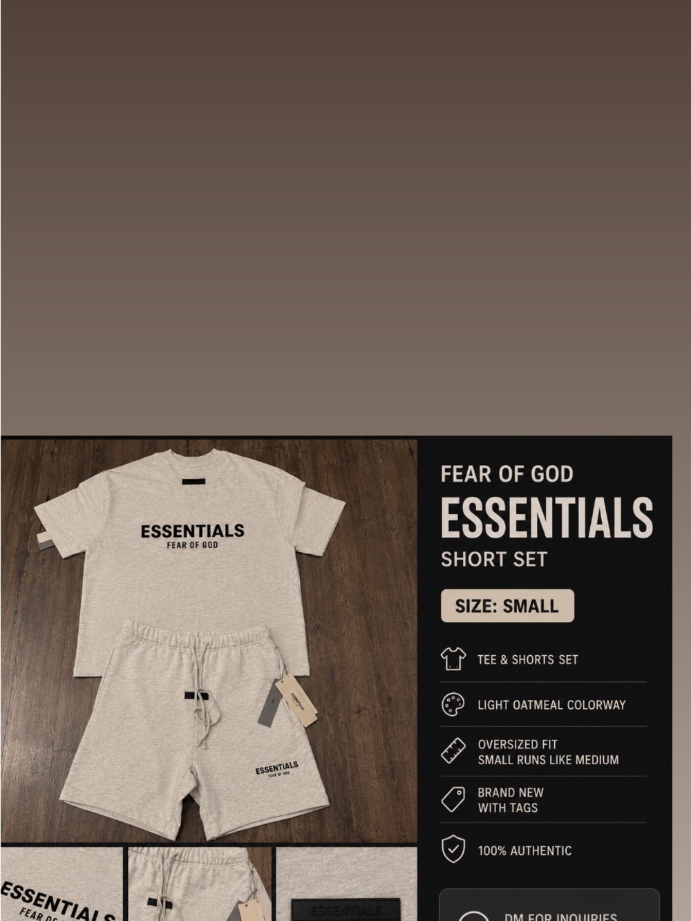 Fear of God Essentials Short Set - Light Oatmeal